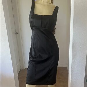BNWT Calvin Klein Black Stretch Satin Midi Dress